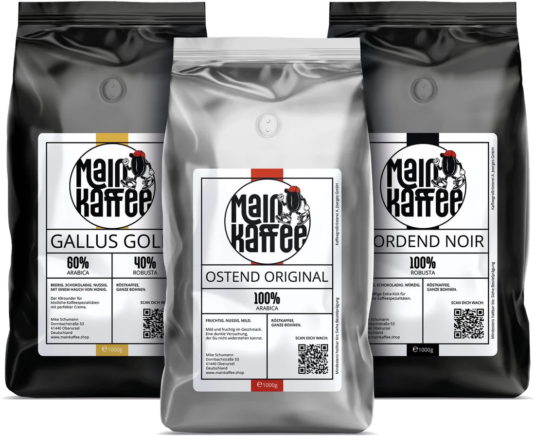 Alle drei Main-Kaffee-Sorten im Paket